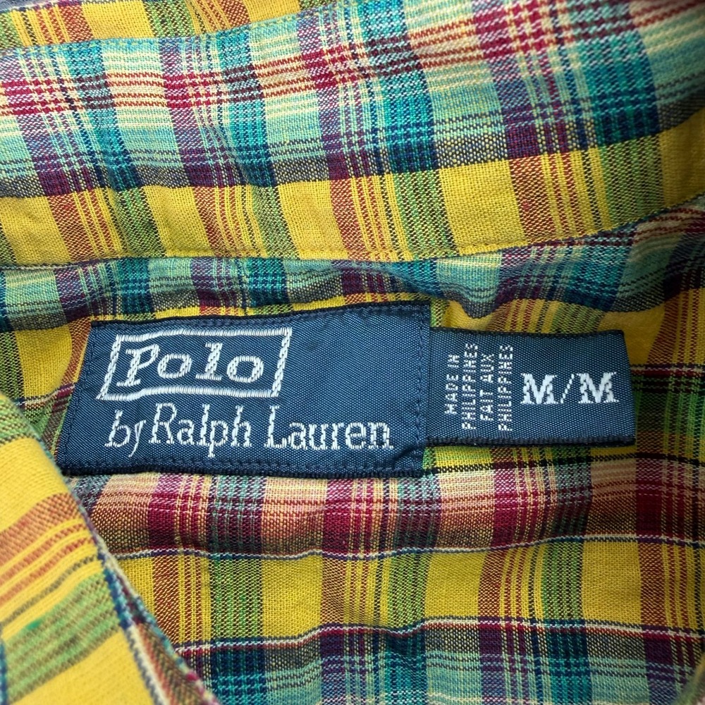 Polo Ralph‎ Lauren Shirt Men Medium Cotton Linen Roll Tab Epaulets Button Up - Picture 2 of 11
